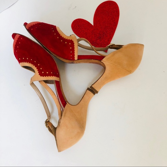 LESVENUES suede peep toe dual collar pumps. 🌹 - Picture 5 of 8